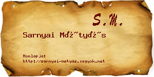 Sarnyai Mátyás névjegykártya