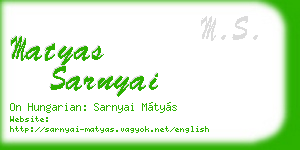 matyas sarnyai business card