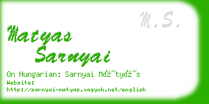 matyas sarnyai business card